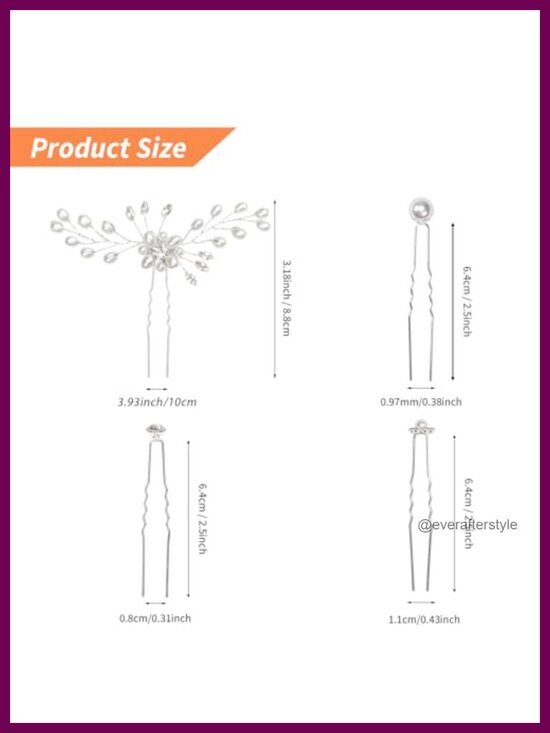 36pcs Silver Pearl Rhinestone Wedding Hair Pins Set Bridal Hair Combs